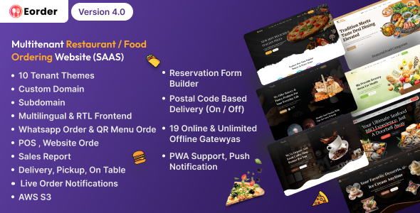 Eorder – White-Label Multitenant Restaurant & Food Ordering Website Builder (SAAS)