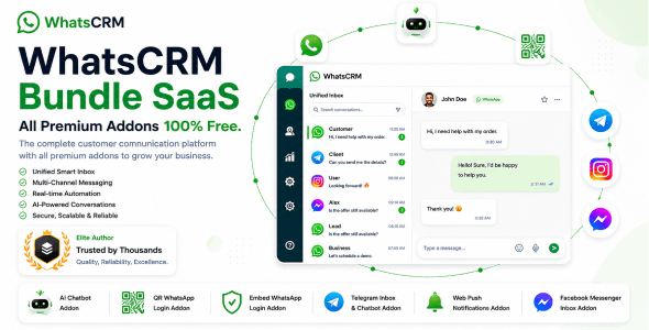 WhatsCRM – WhatsApp CRM, AI Automation and Multi-Channel SaaS Bundle (Node.js Script)