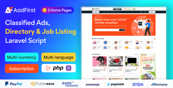 Aadfirst – Classified Ads, Directory & Job Listing Laravel Script