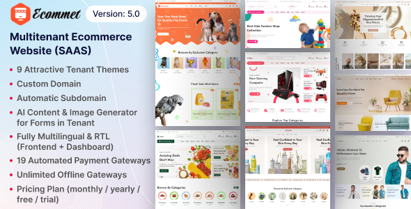 Ecommet – White-Label Multitenant Ecommerce Website Builder (AI Powered)