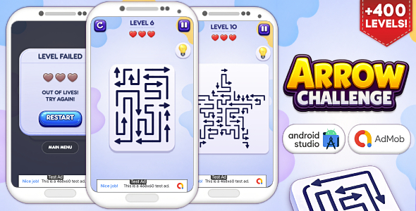 Arrow Challenge – Puzzle Game Android Studio Project with AdMob Ads + Ready to Publish