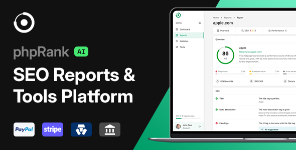 phpRank – SEO Reports & Tools Platform