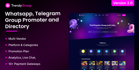TrendyGroup – Whatsapp, Telegram Group Promoter and Directory
