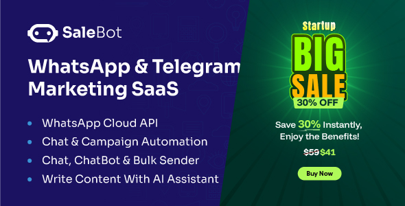 SaleBot – WhatsApp And Telegram Marketing SaaS – ChatBot & Bulk Sender