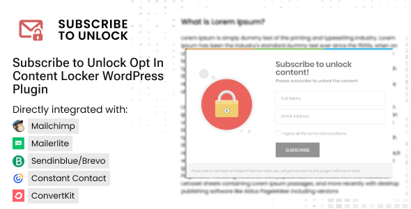 Subscribe to Unlock Opt In Content Locker WordPress Plugin