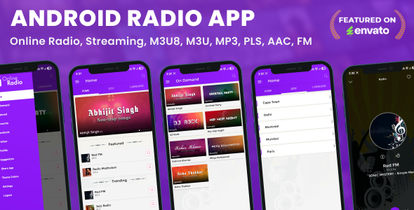 Android Radio App (Online Radio, Streaming, M3U8, M3U, MP3, PLS, AAC, FM)
