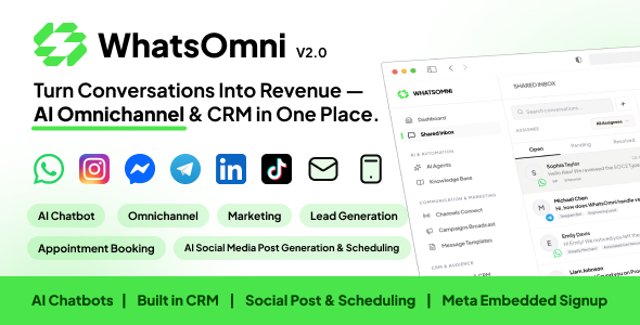 WhatsOmni – AI Omnichannel Messaging, CRM & Automation SaaS for Marketing, Leads, Sales & Support