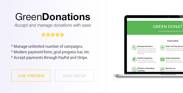Green Donations for WordPress – Accept and Manage Donations