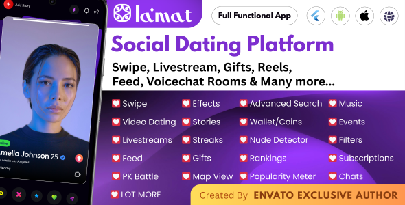 Lamat – Complete Social Dating App – Match, Chat & Video Dating – Dating Mobile App – Online Dating