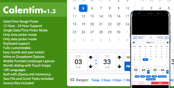Calentim – Date Time Range Picker