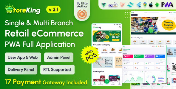 StoreKing – eCommerce (Grocery, Pharmacy, Supershop) App with Laravel Website & Admin Panel with POS
