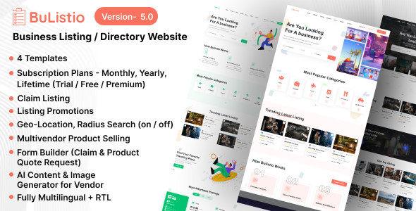 Bulistio – Business Listing / Directory Subscription Based Website (AI Powered)