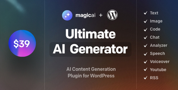 MagicAI for WordPress – AI Text, Image, Chat, Code, and Voice Generator