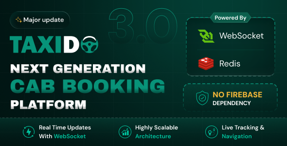 Taxido – InDrive – Grab – Uber Clone – Taxi Booking with Cab – Rental – Bidding – Parcel