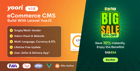 YOORI eCommerce – Single & Multi-Vendor PWA Marketplace CMS