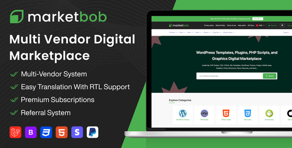 Marketbob – Multi-Vendor Digital Marketplace (SAAS)