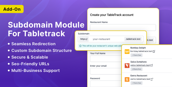 Subdomain Module for Tabletrack