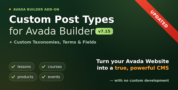 Custom Post Types, Taxonomies and Fields for Avada Builder