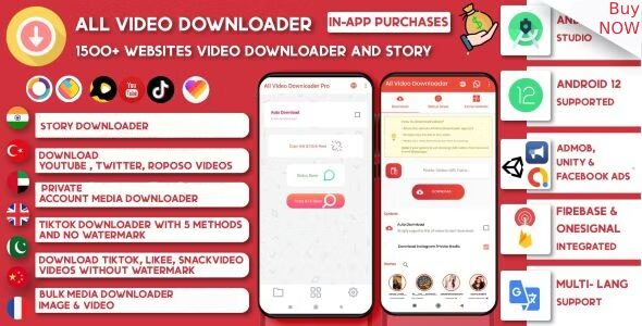 All Video Downloader & StorySaver – 1800+ Websites Twitter, Instagram, Likee, Tiktok,FB