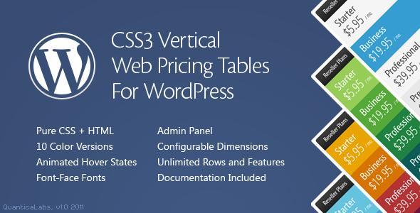 Vertical Pricing Tables for WordPress