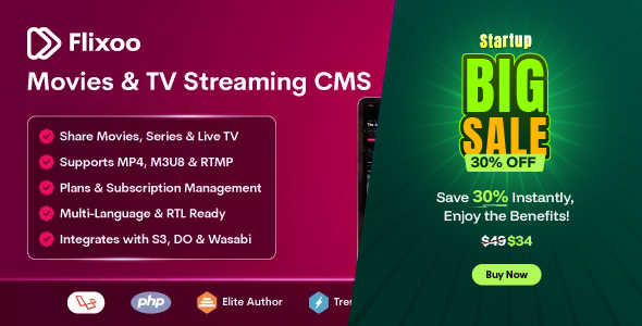Flixoo – AI-Powered OTT CMS for Movies, Series & Live TV (Web + Mobile) with Monetization