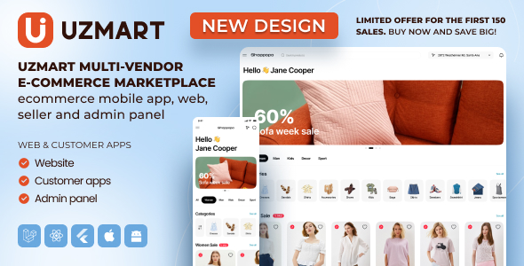 UzMart Multi-Vendor E-commerce Marketplace – eCommerce Mobile App, Web, Seller and Admin Panel