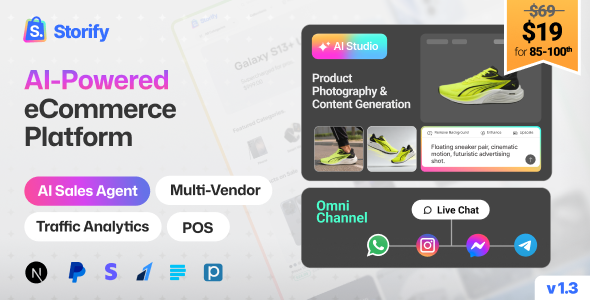 Storify – NextJs eCommerce Platform with POS, AI Sales Agent, PWA & Multi-Vendor