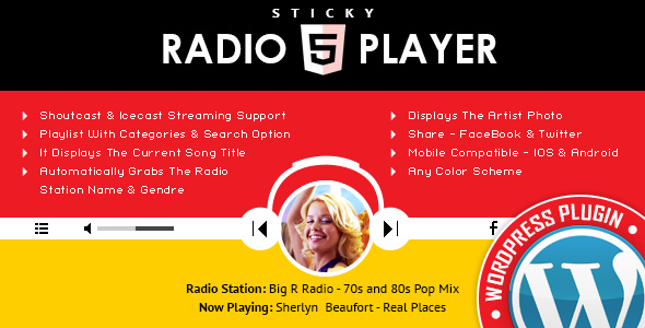 Sticky Radio Player WordPress Plugin – Full Width Shoutcast and Icecast HTML5 Player