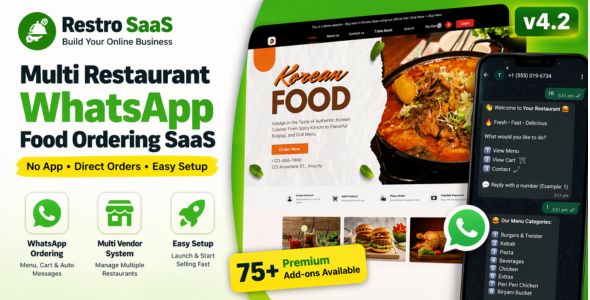 Restro SaaS – Multi Restaurant Online WhatsApp Food Ordering  System