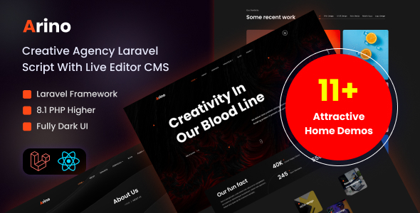 Arino – Creative Agency Laravel Script With Live Editor CMS