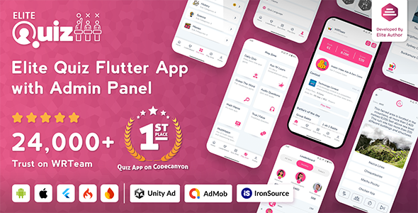 Elite Quiz – Trivia Quiz – Quiz Game – Flutter Full App + Admin Panel