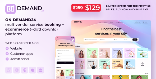 On-Demand24 – Multi-Vendor Salon & Service Booking Platform with Admin, Web & Mobile Apps