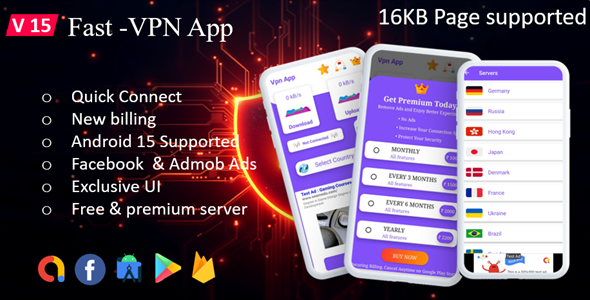 Fast-Pro VPN App – VPN Unblock Proxy – VPN In App Purchase – High Secure VPN – Admob Ads