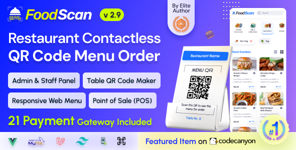 FoodScan – Qr Code Restaurant Menu Maker and Contactless Table Ordering System with Restaurant POS