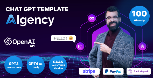 AI Chat GPT OpenAI – AIgency –  SAAS and HTML 5 version