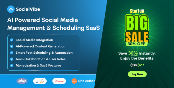 SocialVibe – AI-Powered Social Media Management & Scheduling SaaS