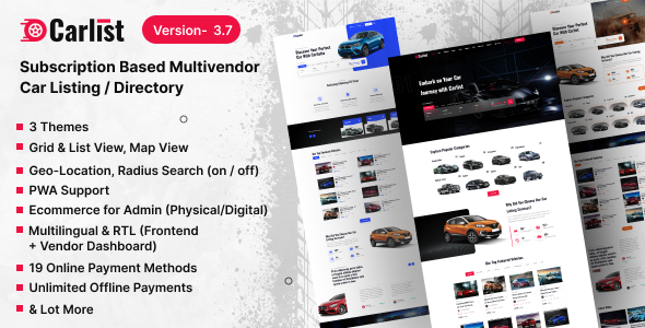 Carlist – Multivendor Car Listing / Dealer / Directory Website (Subscription Based)