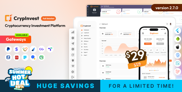 CrypInvest – Cryptocurrency Investment Platform Full Solution