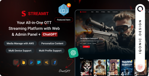 Streamit Laravel – OTT, Movies & Live Video Streaming Platform