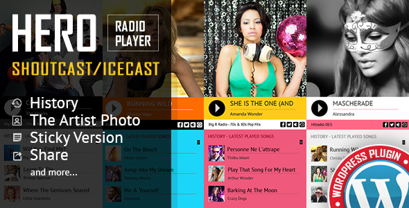 Hero – Shoutcast and Icecast Radio Player With History – WordPress Plugin